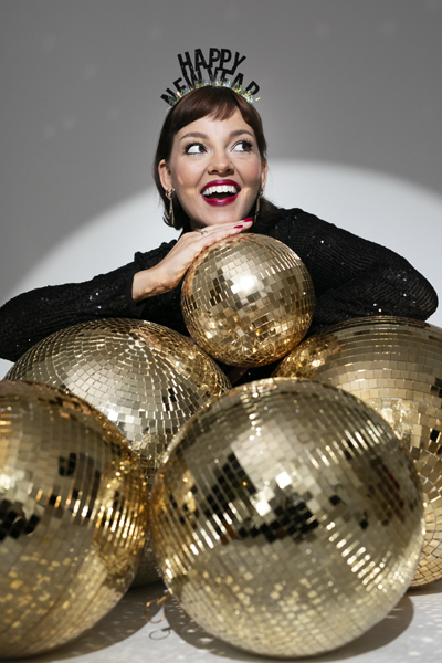 Kula lustrzana disco, szampański złoty, 20 cm - obrazek 2