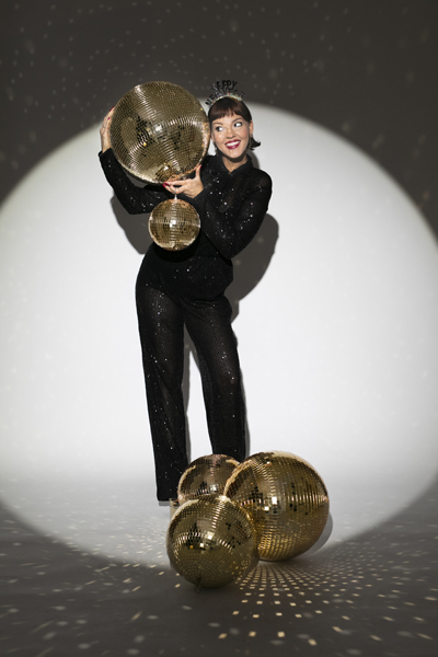 Kula lustrzana disco, szampański złoty, 20 cm - obrazek 3