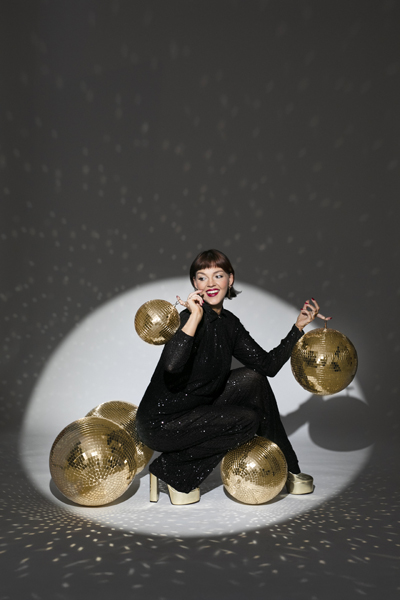 Kula lustrzana disco, szampański złoty, 40 cm - obrazek 4