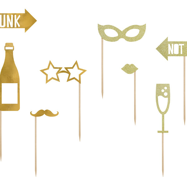 Gadżety do zdjęć Let's Celebrate, mix, złoty (1 op. / 8 szt.)