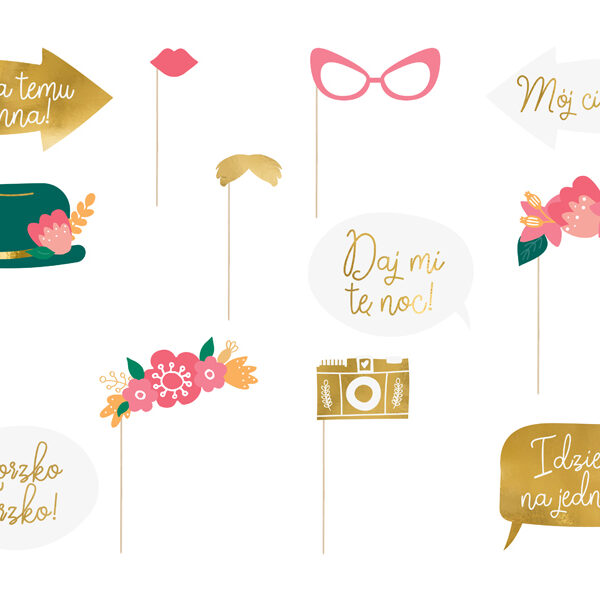 Gadżety do zdjęć na ślub, mix (1 op. / 12 szt.)