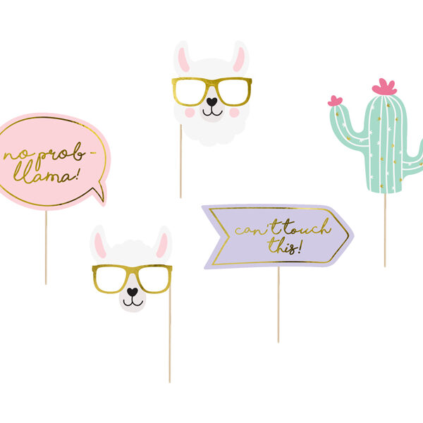Gadżety do zdjęć Lama, mix (1 op. / 5 szt.)