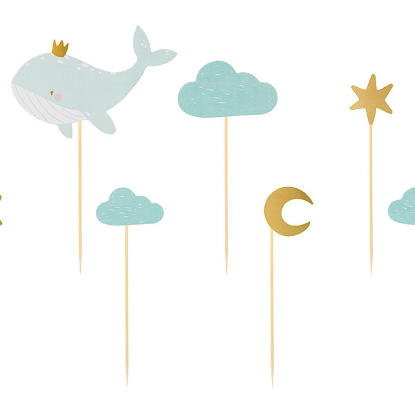 Dekoracje do muffinek - Wieloryb, 11-13.5 cm, mix (1 op. / 7 szt.)