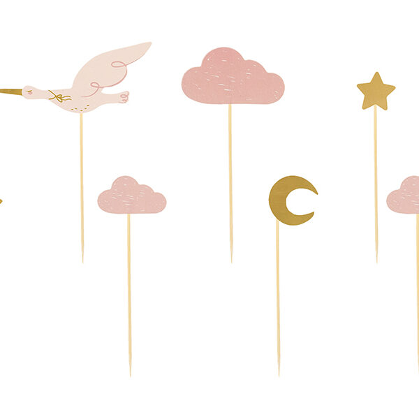 Dekoracje do muffinek - Bocian 11-12 cm, mix (1 op. / 7 szt.)