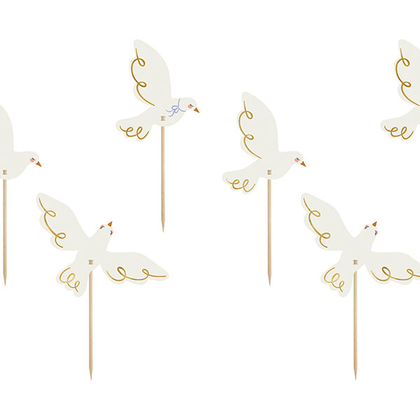Dekoracje do muffinek - Gołębie, 14.5 cm, mix (1 op. / 6 szt.)