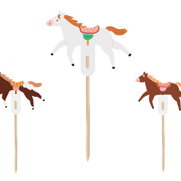 Dekoracje do muffinek - Konie, 13 cm, mix (1 op. / 6 szt.)