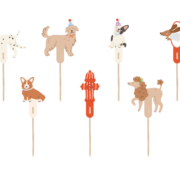 Dekoracje do muffinek Pieski, 7-9.5 cm, mix (1 op. / 7 szt.)