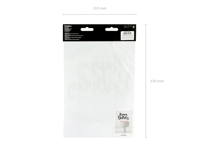 Topper na tort Happy Birthday, czarny, 22,5cm - obrazek 5