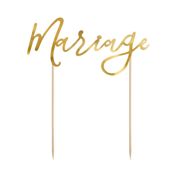Topper na tort Mariage, złoty, 22,5cm