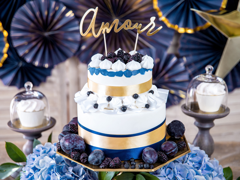 Topper na tort Amour, złoty, 22,5cm - obrazek 3