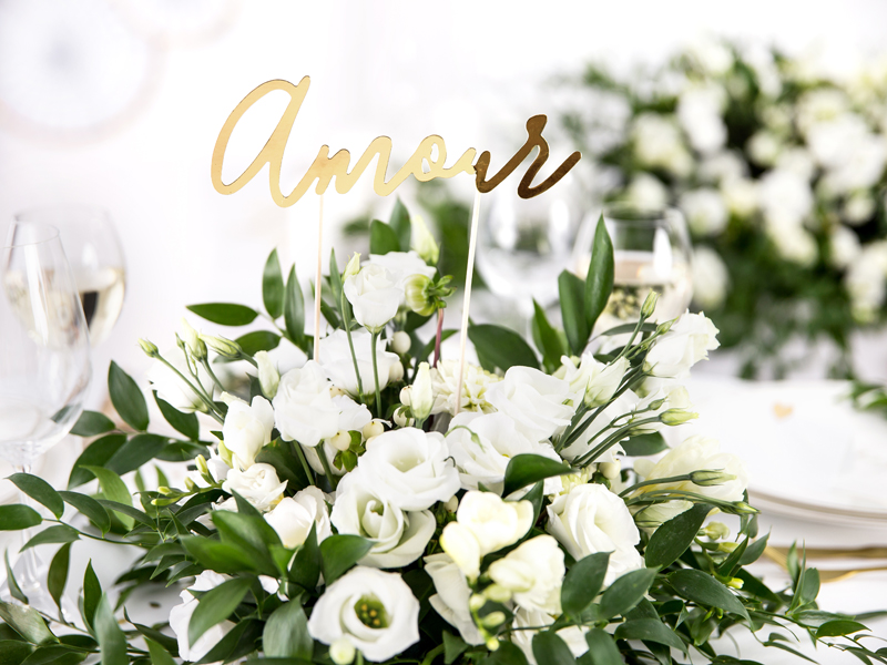 Topper na tort Amour, złoty, 22,5cm - obrazek 5