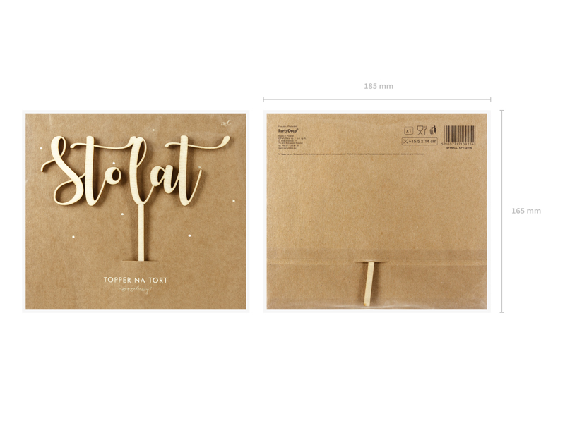 Topper drewniany Sto lat, 14cm - obrazek 3