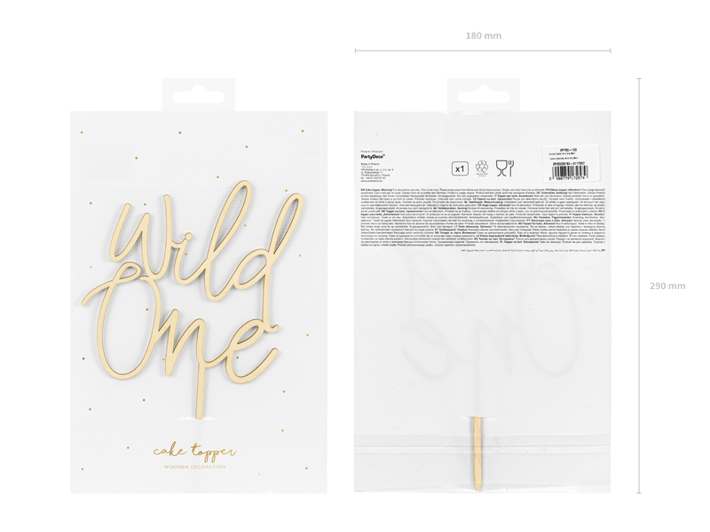 Topper drewniany Wild One, 22cm - obrazek 7