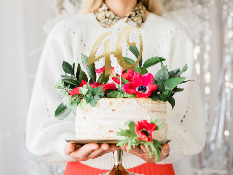 Topper na tort ''40'', złoty, 20.5cm - obrazek 2