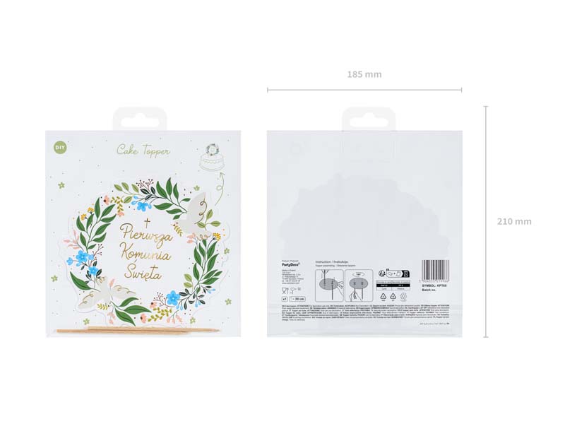 Topper na tort ''Pierwsza Komunia Święta'',16.7x20 cm, mix - obrazek 5