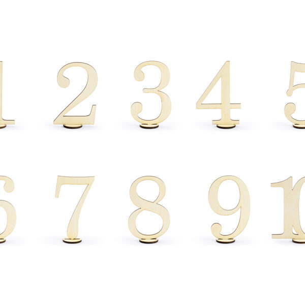 Drewniane numery na stół, 10,5cm (1 op. / 10 szt.)
