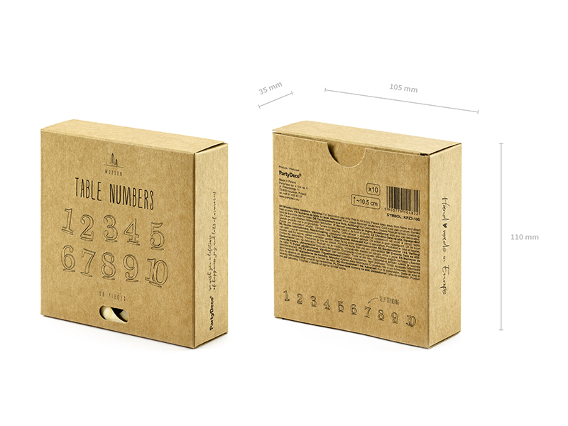 Drewniane numery na stół, 10,5cm (1 op. / 10 szt.) - obrazek 4