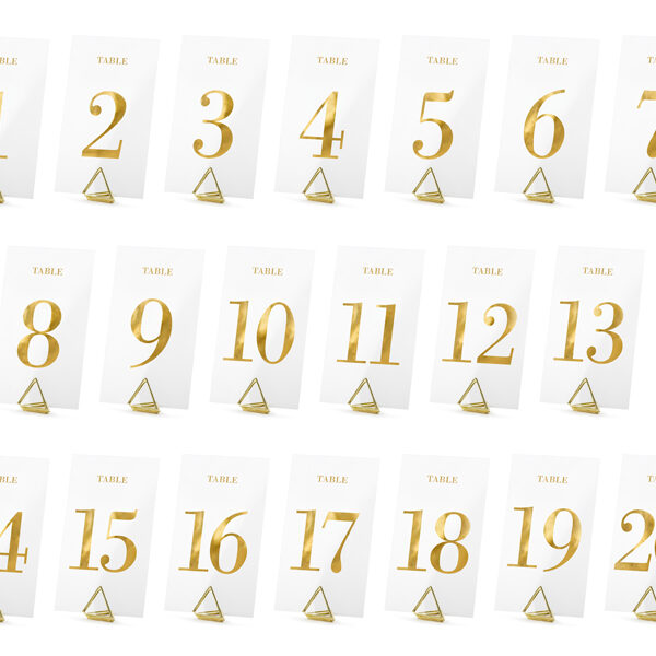 Transparentne numery na stół, złoty, 7x12cm (1 op. / 20 szt.)