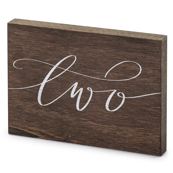 Drewniany numer na stół ''Two'', 2x18x12.5 cm