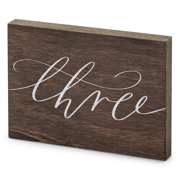 Drewniany numer na stół ''Three'', 2x18x12.5 cm