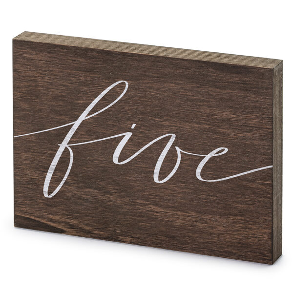 Drewniany numer na stół ''Five'', 2x18x12.5 cm