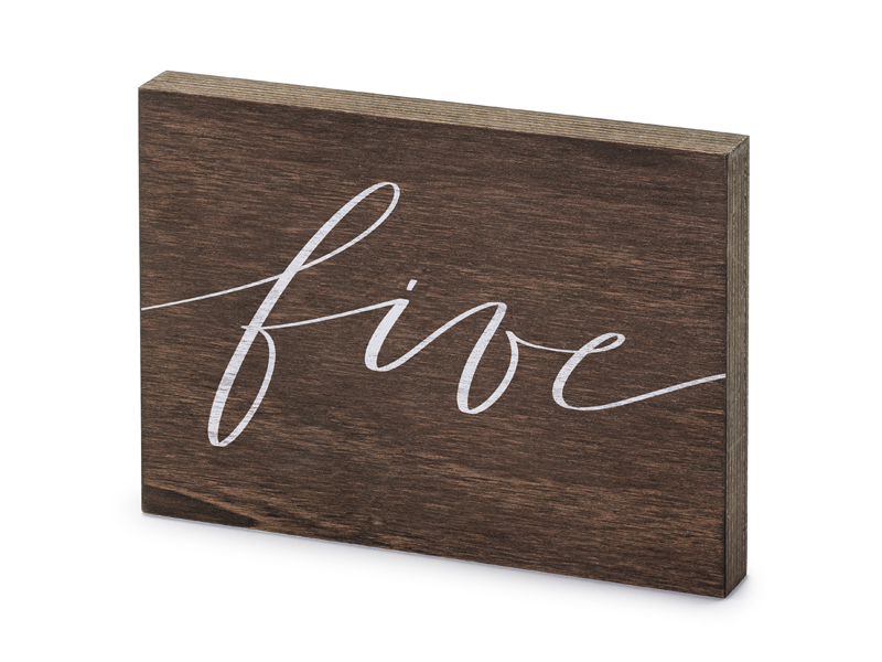 Drewniany numer na stół ''Five'', 2x18x12.5 cm