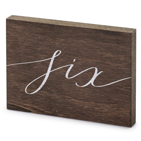 Drewniany numer na stół ''Six'', 2x18x12.5 cm