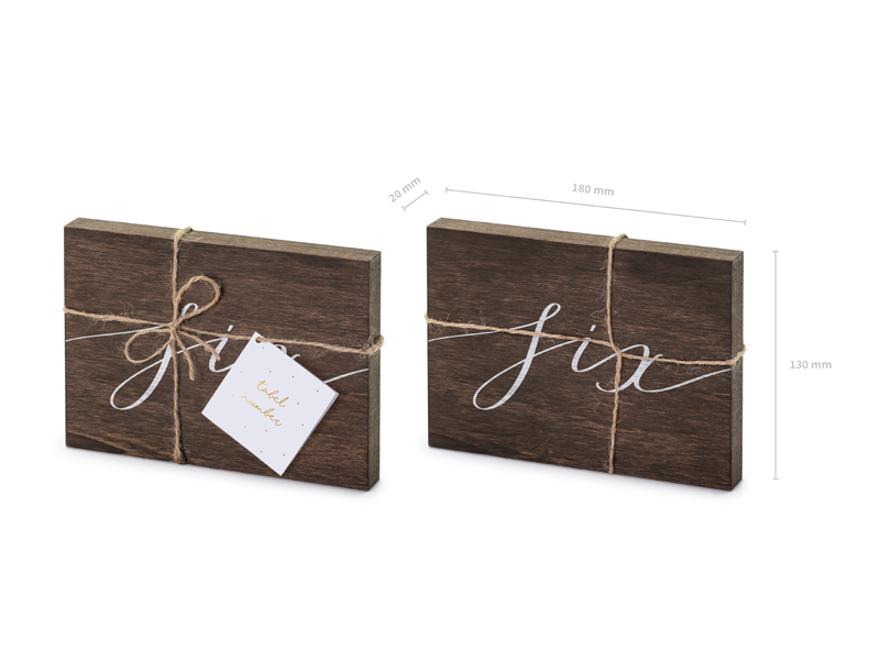 Drewniany numer na stół ''Six'', 2x18x12.5 cm - obrazek 3