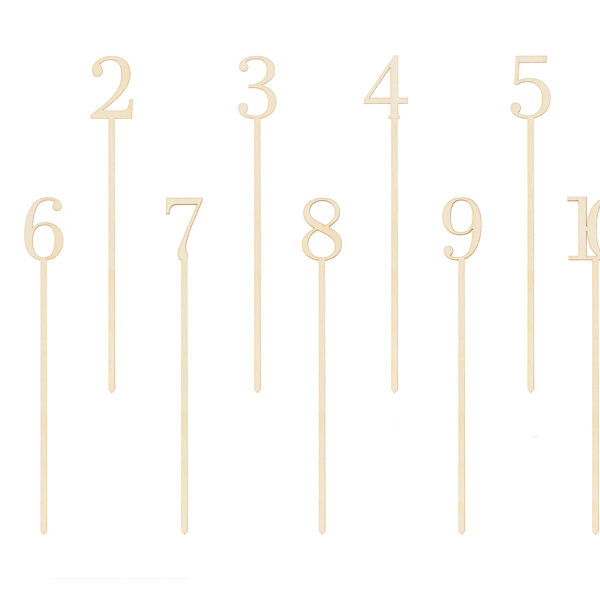 Drewniane numery na stół, 25 cm (1 op. / 10 szt.)