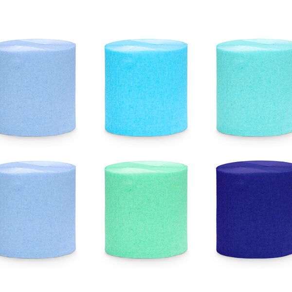 Krepa 5cm/10m, zestaw 6 szt., mix niebiesko-zielony (1 op. / 6 szt.)