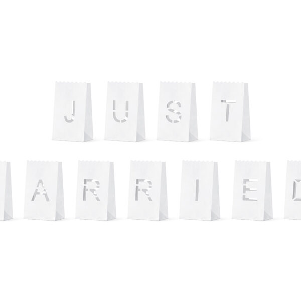 Lampiony, torebki na świece - Just Married, 11.5x19x7cm (1 op. / 11 szt.)