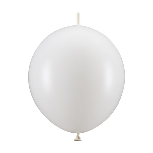 Balony z łącznikiem, 28 cm, Metallic Pure White (1 op. / 20 szt.)