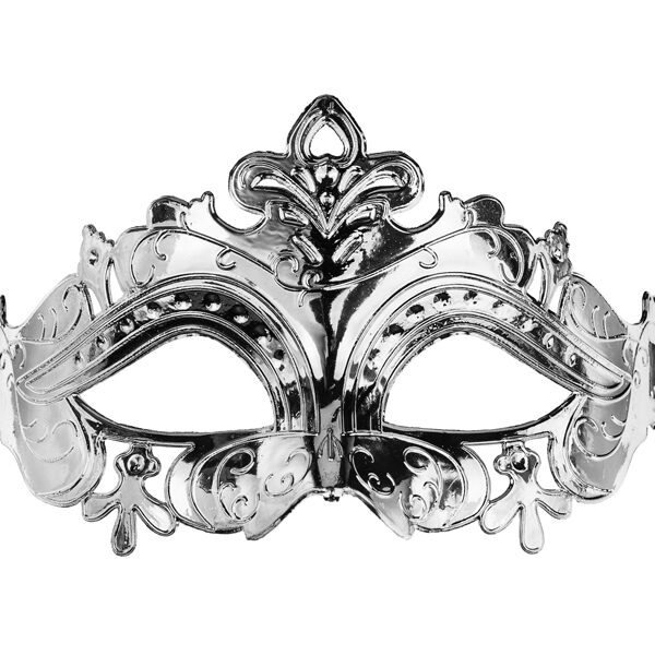 Maska karnawałowa, 17x9 cm, srebrny