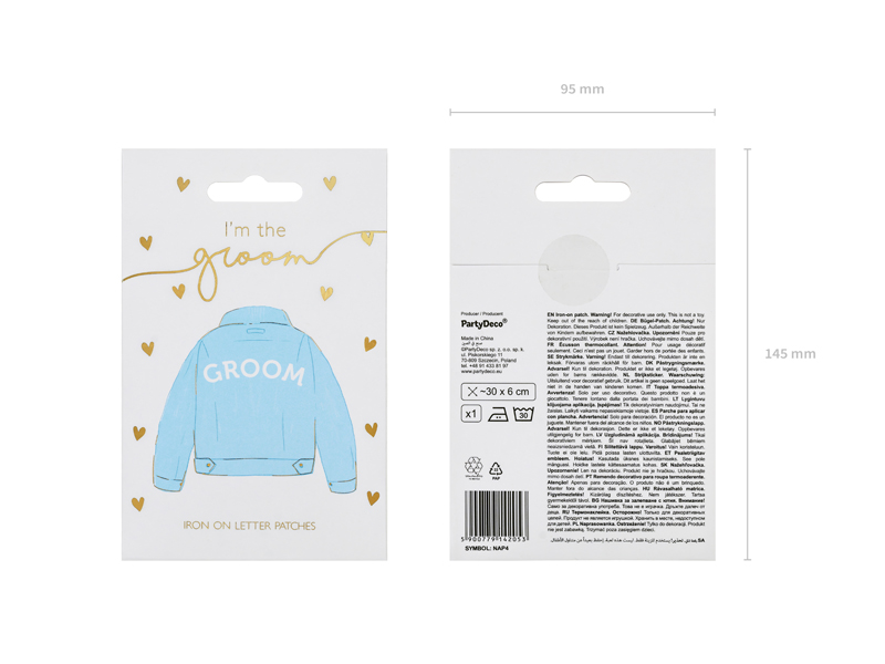 Naprasowanka GROOM, biały, 30x6cm - obrazek 8