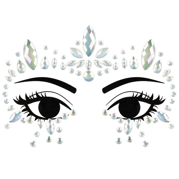 Dekoracja na twarz Kryształki, świecące w ciemności, 15x9cm