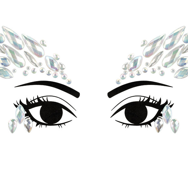 Dekoracja na twarz Kryształki, świecące w ciemności, 14x8.5cm