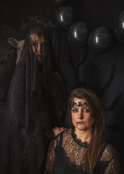 Dekoracja na twarz Kryształki, czarne, 14.5x5.5cm - obrazek 2