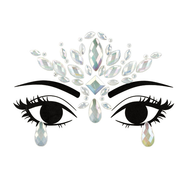 Dekoracja na twarz Kryształki, świecące w ciemności, 9.5x8.5cm