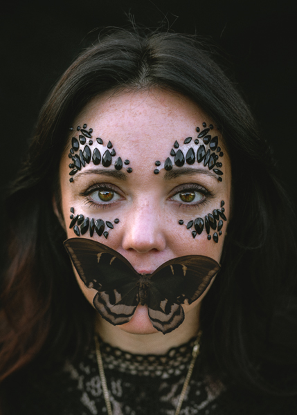 Dekoracja na twarz Kryształki, czarne, 15x9cm - obrazek 2