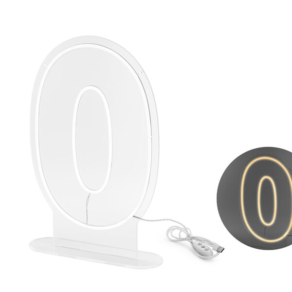 Neon LED - Cyfra ''0'', biały, 50cm