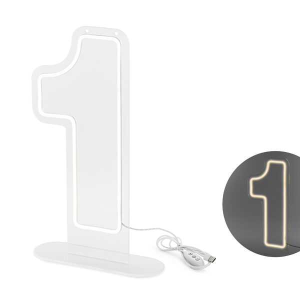 Neon LED - Cyfra ''1'', biały, 50cm