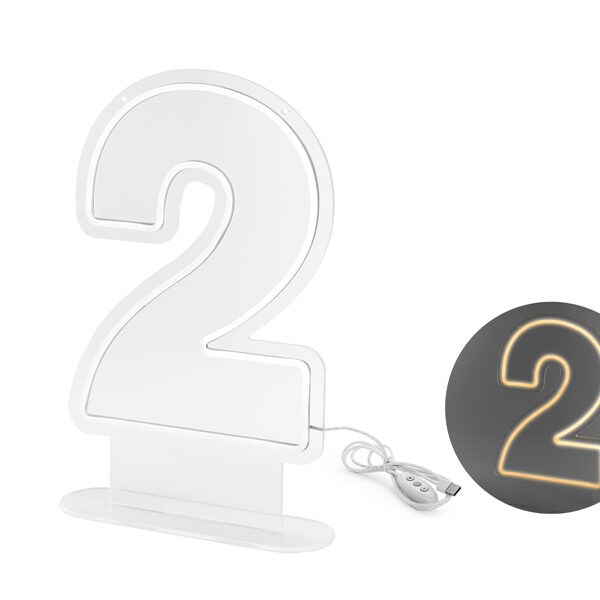 Neon LED - Cyfra ''2'', biały, 50cm