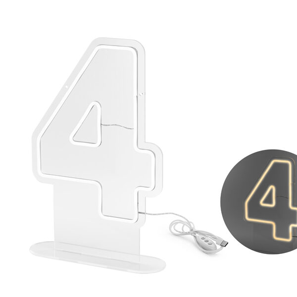 Neon LED - Cyfra ''4'', biały, 50cm