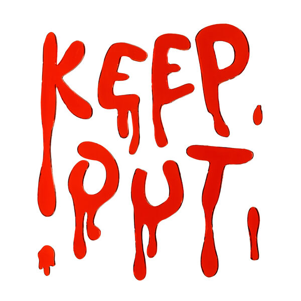 Żelowe naklejki na okno Keep Out, czerwony