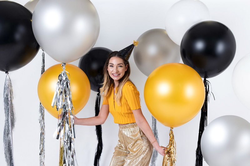 Balon okrągły 1 m, Metallic Silver Snow - obrazek 3