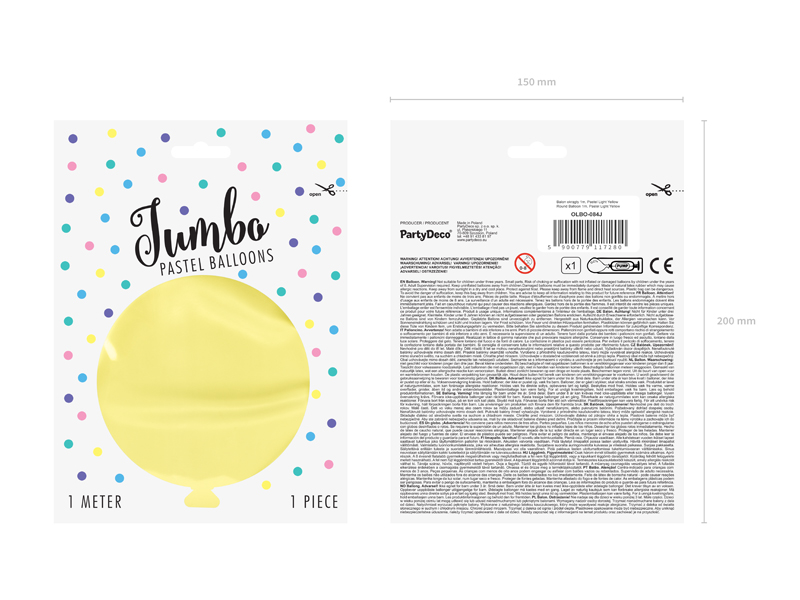 Balon okrągły 1m, Pastel Light Yellow - obrazek 2