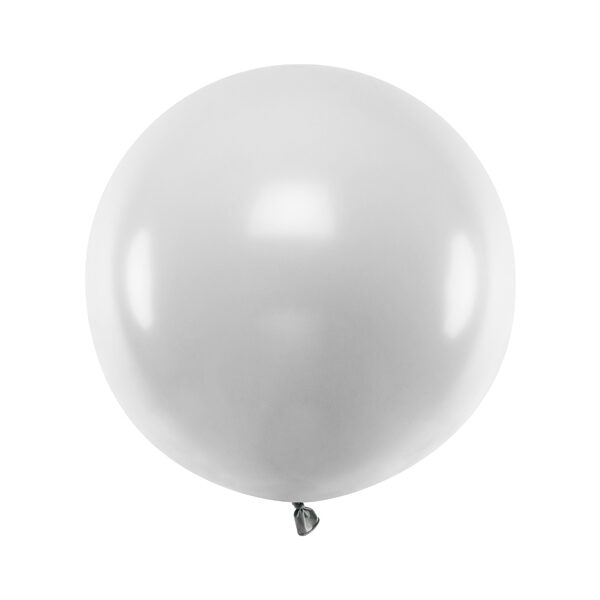 Balon okrągły 60 cm, Metallic Silver Snow