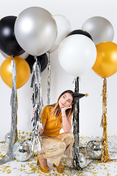 Balon okrągły 60 cm, Metallic Silver Snow - obrazek 3