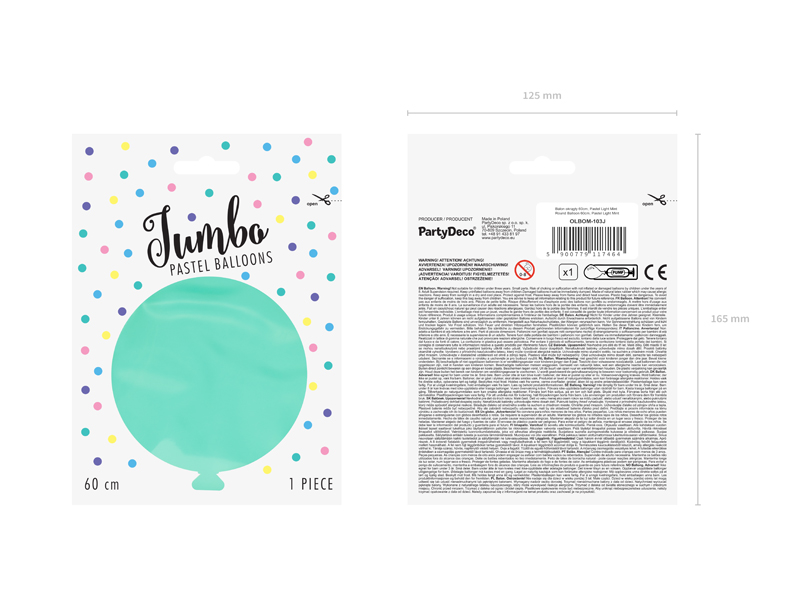 Balon okrągły 60cm, Pastel Light Mint - obrazek 2