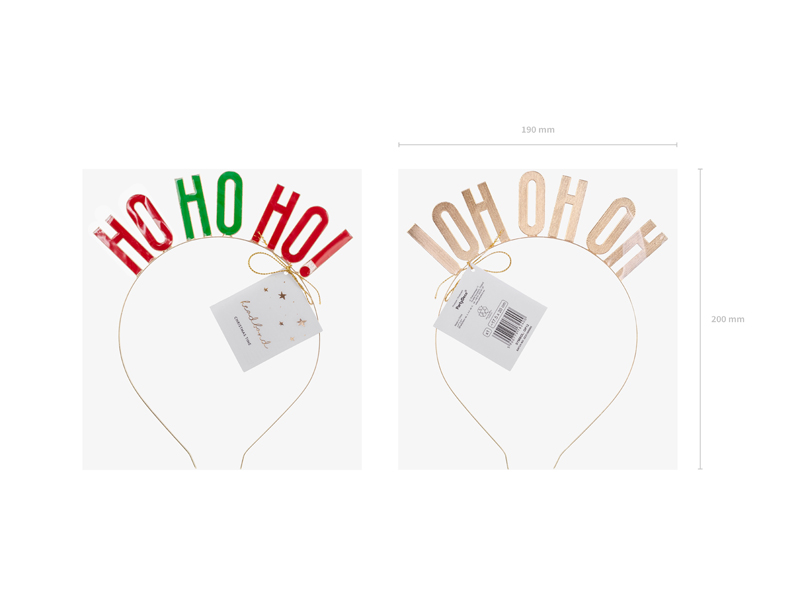 Opaska HO HO HO!, mix, 17.5x20cm - obrazek 5